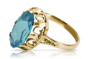Ring Aquamarin 14 Karat Gelbgold Vintage vrc134y